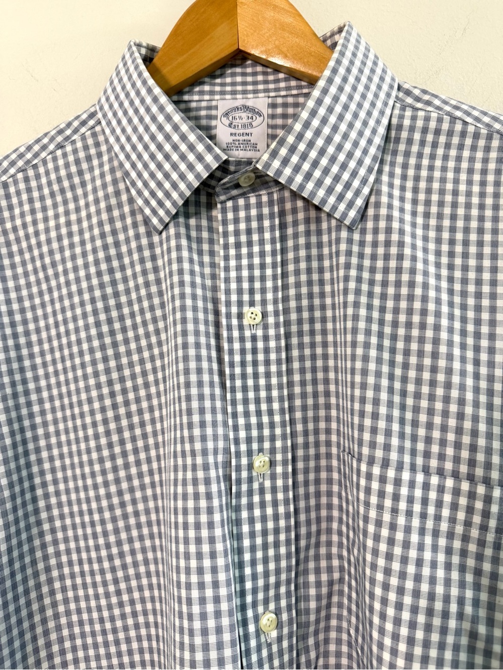 Brooks Brothers 1818 Regent Dress Shirt 16.5 34
Light Blue Gingham Non-Iron